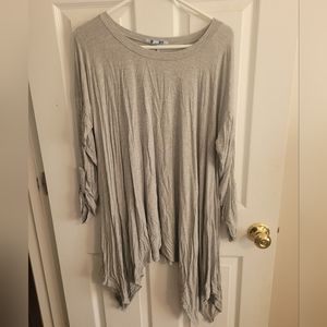 She & Sky Gray Tunic Long Sleeve Top Blouse